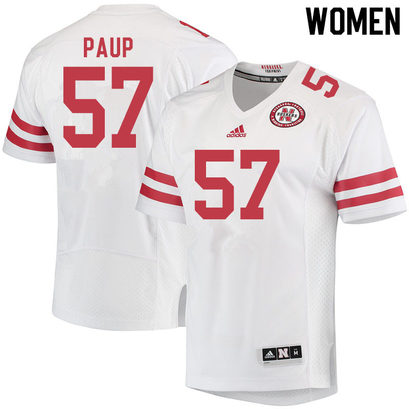 Women #57 Jordan Paup Nebraska Cornhuskers College Football Jerseys Sale-White - Click Image to Close